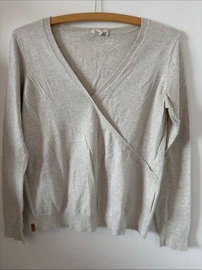 tentree Light Taupe V-Neck Wrap-Style Sweater